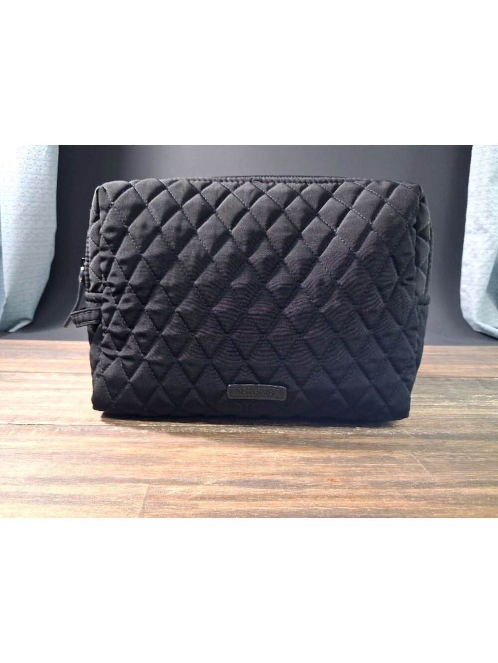 Vera Bradley Makeup Bag Black Quilted Cotton Cosmetic Pouch Travel
